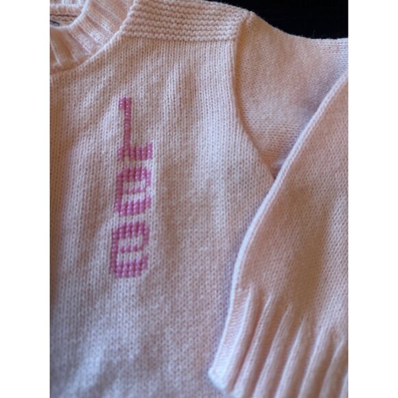 Vintage 80s Baby Cardigan Sweater Pink Button-Up Blue Bird 100% Acrylic - Picture 2 of 4